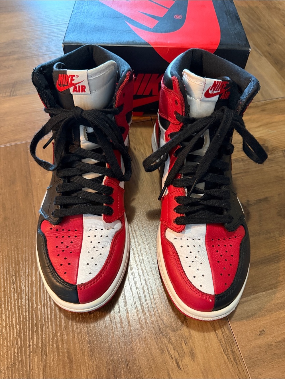Jordan Retro High-Top Sneakers in Red, White and Black
